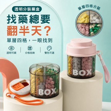【台灣現貨&現折$300】迷你分裝藥盒 防潮四格隨身收納盒【凡事良選】旅行出國 保健食品維他命藥丸 密封便攜小盒
