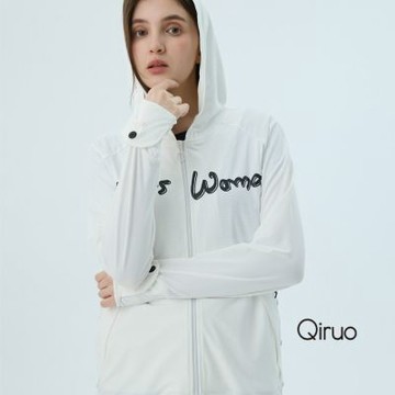Qiruo 奇若春夏專櫃精品白色連帽外套7135E薄外套