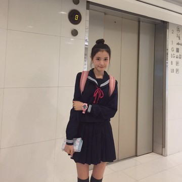 jk制服日系學院風長袖藏青短裙紺三本百褶裙春秋套裝