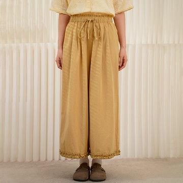 文藝風荷葉邊抽繩寬褲192345