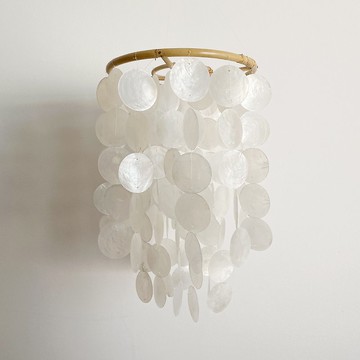 預製 |芬蘭Restr._白色(L)圓圈|Capiz貝殼風鈴手機|#0-325