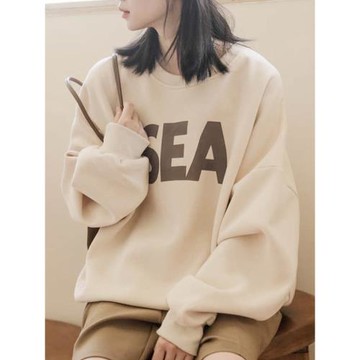 衛衣女秋冬2025新款oversize歐貨大版小個子中長款遮屁股加絨上衣