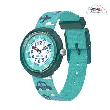 FlikFlak 兒童手錶 TIME TO MOVE 交通工具 兒童禮物/安全防水/瑞士製造 FBNP228 (31.85mm)