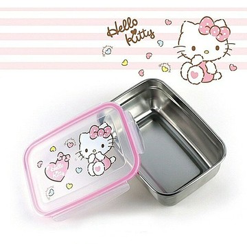 【領券滿額折100】 HELLO KITTY粉愛心不鏽鋼便當盒長方型(1950ml)