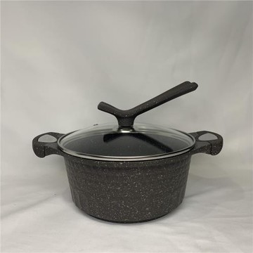 出口韓國KI麥飯石不粘湯鍋燉鍋煲湯煮面家用煮鍋雙耳電磁爐燃氣