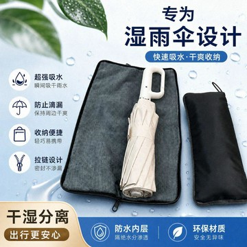 雨傘收納套 雨傘收納 外出收納袋 強吸水多功能雨傘收納袋隨身便攜傘套車載可摺疊收納包手提帶掛繩 折疊雨傘 掛脖繩