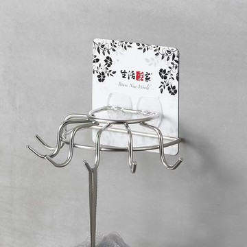 SHCJ 生活采家 樂貼系列 304不鏽鋼浴室6連掛勾架 台灣製  銀色  1個