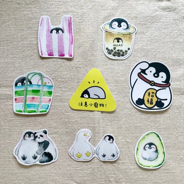 小廢物企鵝 防水大貼紙