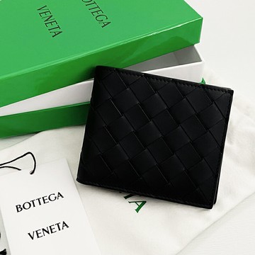 美國百分百【全新真品】BOTTEGA VENETA 真皮編織 短夾 BV 皮夾 配件 皮革 歐洲精品 黑色 CZ39