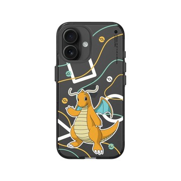 iPhone 16 Clear (相機按鈕) 酷墨灰 - 寶可夢 Pokemon - 幾何系列-快龍