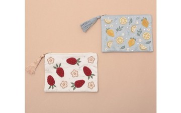 地球樹公平貿易fair trade -- 刺繡珠珠拉鍊小包(L)