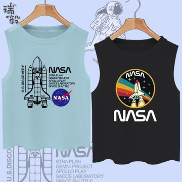 美國宇航員NASA航空飛機太空探索聯名同款背心男女兒童無袖T恤衫