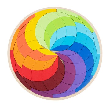 🌈「探夢過家家」大號彩虹兒童早教趣味七巧板大圓盤百變造型拼圖益智玩具