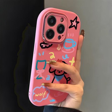 線條小狗適用蘋果17手機殼精孔IPHONE16保護套15/14新13/12/11