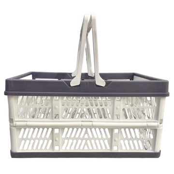 多功能可摺疊收納籃 中號 簡約白  38 x 25.5 x 20cm  1個