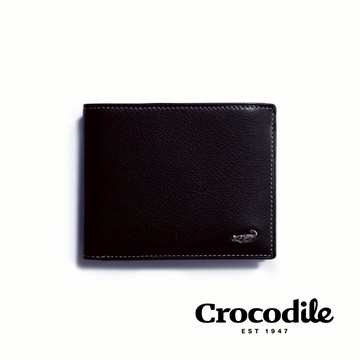 Crocodile 鱷魚皮件 男皮夾 短夾 真皮 錢包 自然摔紋 上翻子夾 0203-11041-黑咖兩色
