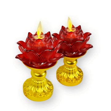 【新韻傳音】充電款-祈願心燈-小蓮華蓮花燈搭配金色底座 蓮花蠟燭燈  拜拜供神 祈福 電子蠟燭 神明桌 AY351C