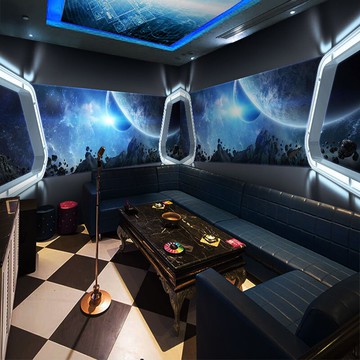 科幻主題壁紙3d立體科技感背景墻辦公室直播間網紅飛船太空艙墻紙