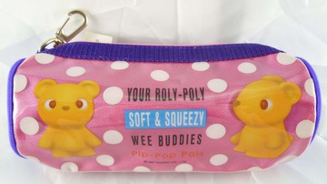 【震撼精品百貨】黃色小熊 圓型筆袋 粉底白點  震撼日式精品百貨