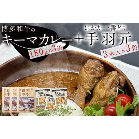 ふるさと納税 博多和牛キーマカレーとはかた一番どり手羽元のとろとろ煮のセット（各3袋ずつ）博多和牛 カレー はかた一番どり 手羽元 お取り寄.. 福岡県田川市