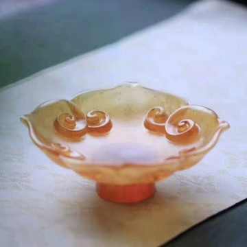 云窩高腳琉璃果盤輕奢精致水果茶點盤禪意中式零食點心碟茶道托盤