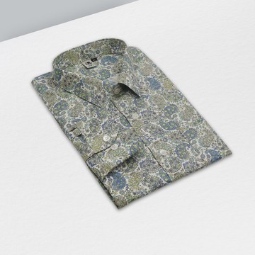 變形蟲藍綠花襯衫-療愈淺色系調搭配獨特紋路輕鬆創造鬆弛感穿搭