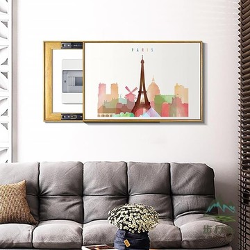 推拉電表箱裝飾畫配電箱掛畫總開關電閘遮擋壁畫