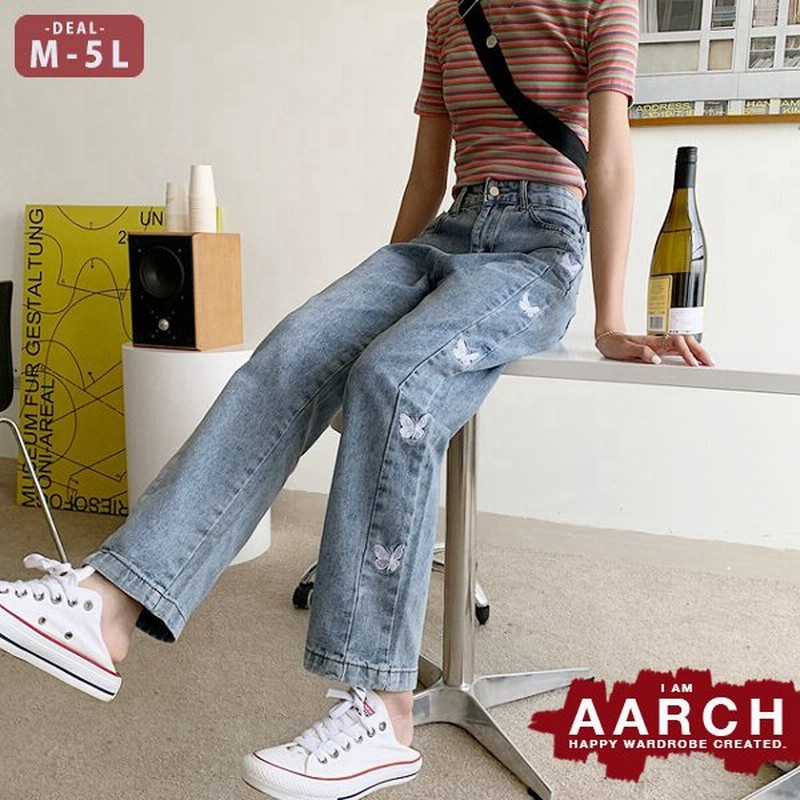 大きいサイズ レディース ファッション デニム デニムパンツ ぽっちゃり おおきいサイズ あり バタフライ 蝶 刺繍 楽ちん ゆるストレートm L Ll 3l 4l 5l 春夏 通販 Lineポイント最大0 5 Get Lineショッピング