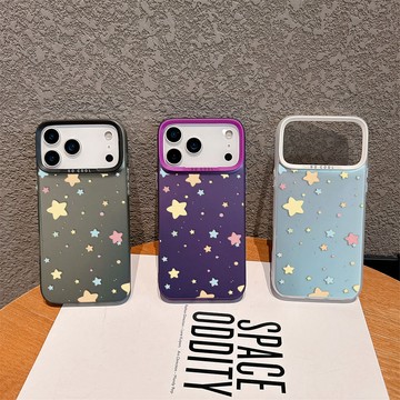 墨點多彩星星適用蘋果17ProMax手機殼iPhone16plus 13 12 14 15 11全包邊防摔硬殼大孔彩銀殼