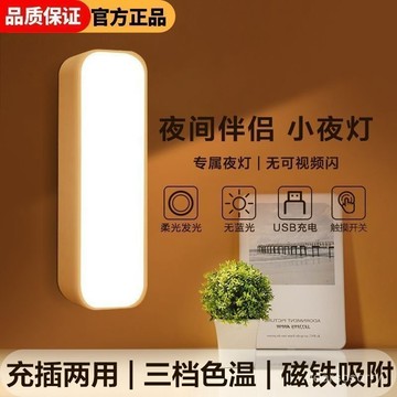 臺灣熱賣🔥宿捨led小夜燈充電床頭臥室家用睡眠ins風usb臺燈不插電拍拍小燈 EYGX