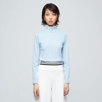 台灣製-Logo高領上衣(中性)-迷霧藍