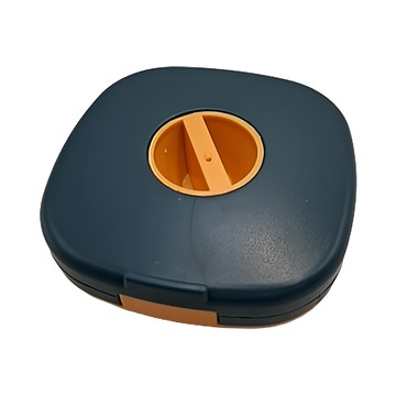 喵汪森林 捲線收納盒 藍黃色 輕巧便攜 桌面整理 耳機線收納盒  1入