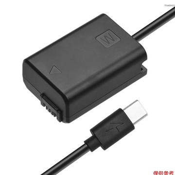 Andoer Np-fw50 虛擬電池電纜 A5000 A5100 帶 USB Type-c 耦合器適配器帶 A5000