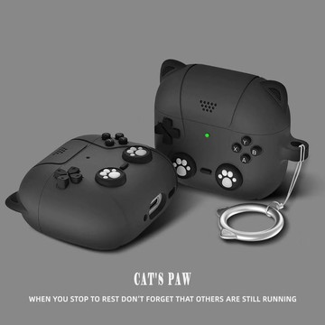 黑色 貓爪 矽膠殼 貓掌 適用於 AirPods 4 保護殼 Pro2 保護套 AirPods Pro3 2 全包耳機殼