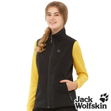 【Jack wolfskin 飛狼】女 輕薄 防風防潑水休閒保暖背心 (天鵝絨磨毛內裡)『黑』