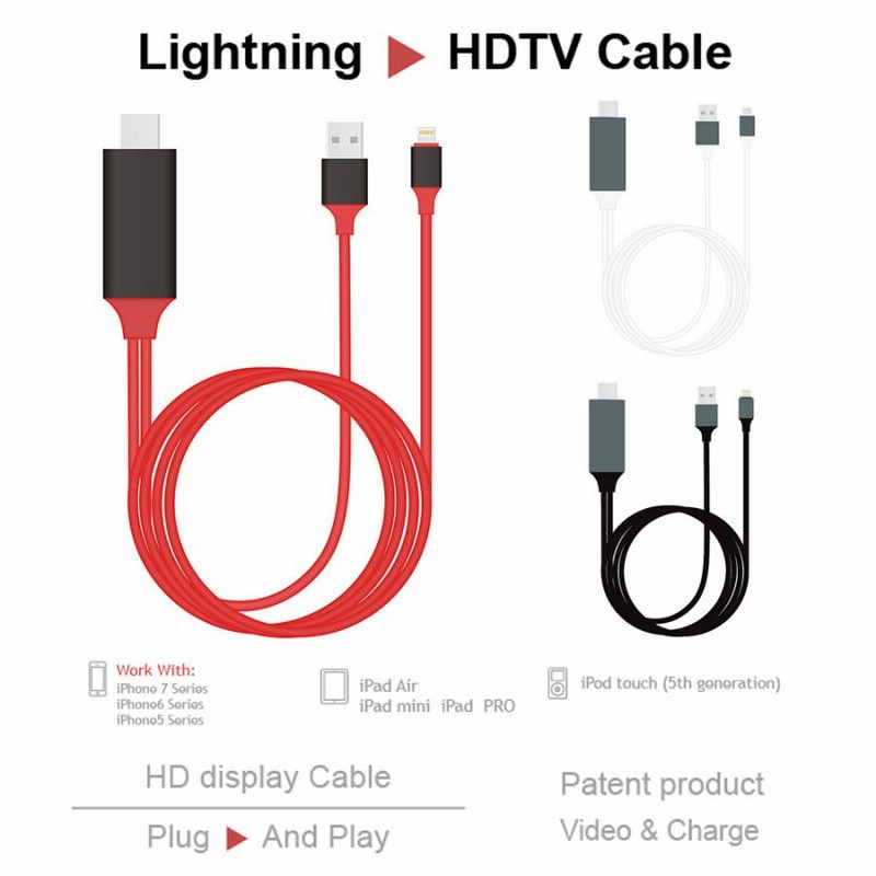 HDMI Lightning HDMI 2m iPhone ipad mini iPod 1080p LINE