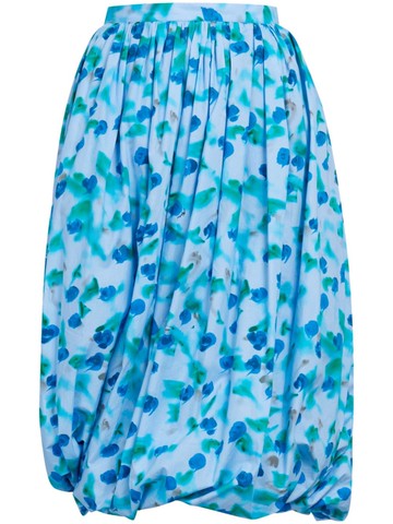 Marni - floral-print peplum midi skirt - women - Cotton - 36 - Blue