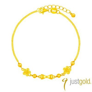 【Just Gold 鎮金店】花結詩語 黃金手鍊
