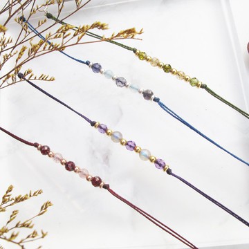 【水晶蠟繩系列】雙水晶純銀手繩 | 正能量極細蠟繩 | 大員囡仔