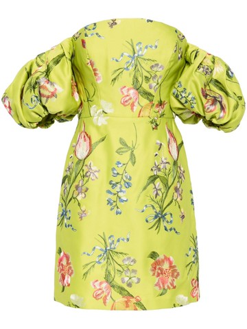 Marchesa Notte - Alex puff-sleeve mini dress - women - Polyester/Polyester - 12 - Green