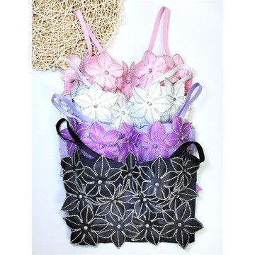 立體花亮鉆釘珠魚骨外穿胸衣背心吊帶短款小香風清新女團舞臺演出