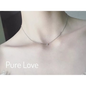 Pure Love樂芙 /正韓 銀飾【S925純銀】N0278簡約通體純銀項鍊MINI單鑽鋯石鎖骨鏈 / 玫瑰金 銀