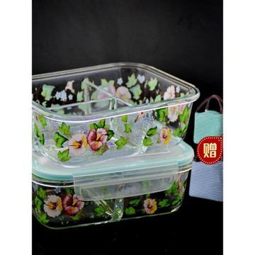 韓國分隔微波爐專用玻璃飯盒輔食上班族學生密封便當餐盒保鮮盒