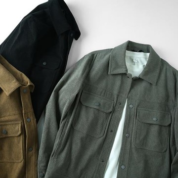 東子力薦！復古加厚燈芯絨！秋季新款男士寬松翻領休閑工裝夾克潮