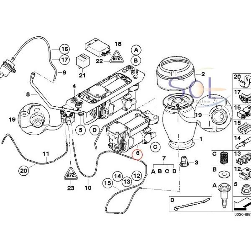 BMW E64 エアサスコンプレッサー エアサスポンプ 525i 530i 545i 550i