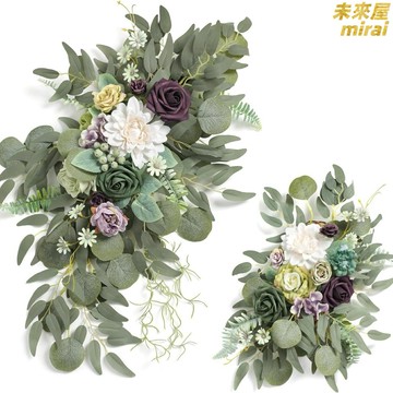 【婚禮熱賣】仿真花 婚禮花藝 婚禮裝飾 婚禮拱門 婚禮佈置 人造花垂飾 2件套 歡迎標誌花卉 戶外室內通用