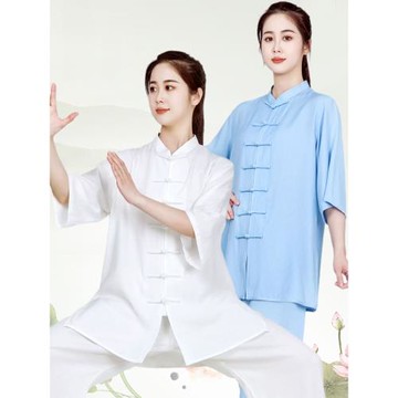 2025新款夏季亞麻太極拳宏情棉綢女裝棉麻薄款高檔武術練功太極服