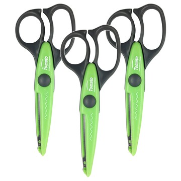 Tomato 花邊剪刀 小波浪 TS-18001 - 手作剪裁必備  綠色 + 黑色 + 銀色  3支