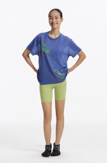 對蛙對蛙 紅眼樹蛙 絲網印彩紗正肩短袖T恤