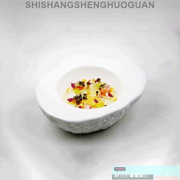 特色餐具 餐盤 可開發票 高檔餐廳餐具白色不規則分子料理盅意境菜小碗位上保溫雙層石紋碗